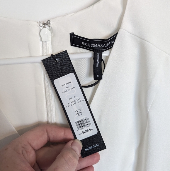 BCBGMaxAzria NWT Dylan White Peplum Cocktail Dress - Bridal sz 8 - Picture 4 of 7